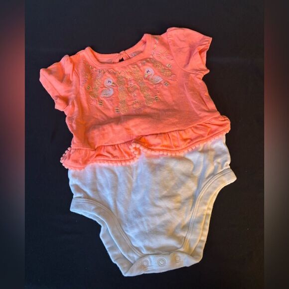 18 Build a Bundle Short Sleeve Bodysuit Embroidered Flamingos EPC 18 Months - Picture 1 of 4